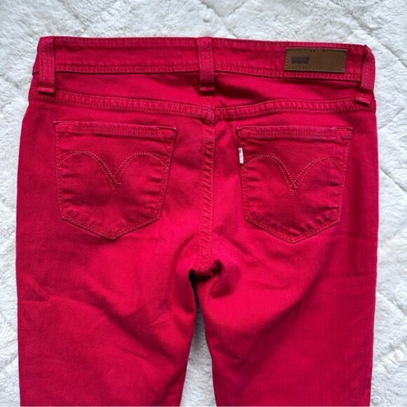 Levi's | Coral Red Denim Curve Low Rise Skinny Jeans | Size 5/27 - Picture 4 of 11